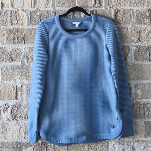 L.L. Bean Women's Signature Brushed-Back Waffle Boatneck Slate Blue Size Small - Picture 1 of 9